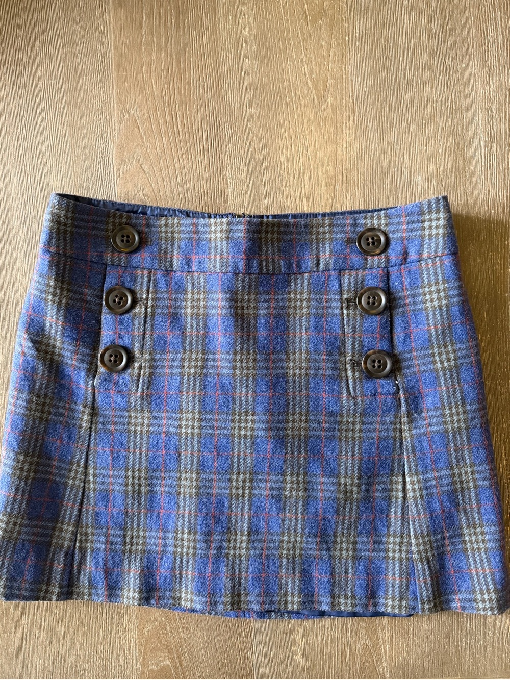 Vintage Gap Blue & Grey Wool Blend Plaid Sailor Mini Skirt – Size 4